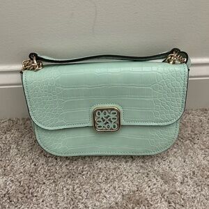 Nine West Light Green Croc-Embossed Crossbody Bag